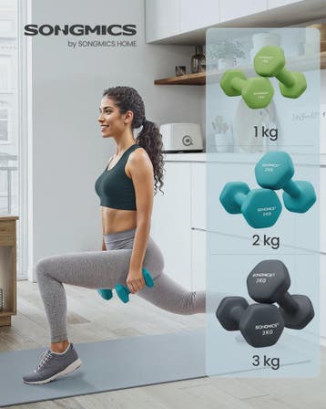 Songmics Halterset 6 Delig met Standaard - 1, 2, 3 Kg - Anti, Verzenden, Nieuw