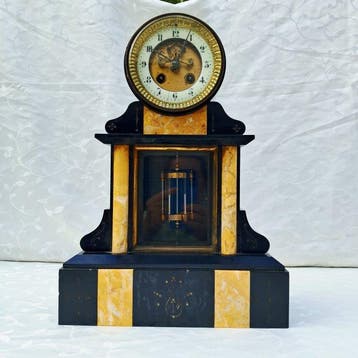haardklok - Japy Frères & Cie - marmer, messing - 1850-1900, Antiek en Kunst, Antiek | Klokken