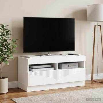 vidaXL LED tv-meubel Wit Bewerkt hout, Minder dan 50 cm, Verzenden, Nieuw, Minder dan 100 cm