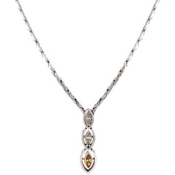Witgouden choker met diamant 46 cm 14 karaat, Verzenden, Zo goed als nieuw, Goud, Met hanger
