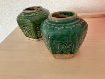 Gemberpot (2) - Aardewerk - de celadonkleur, Antiek en Kunst