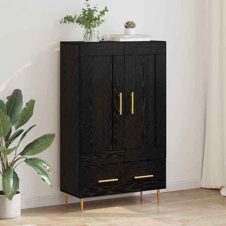 vidaXL Highboard met lade Zwart Eiken 69,5 x 31 x 115 cm, Huis en Inrichting, Kasten | Buffetkasten, Nieuw, Minder dan 50 cm, Overige houtsoorten