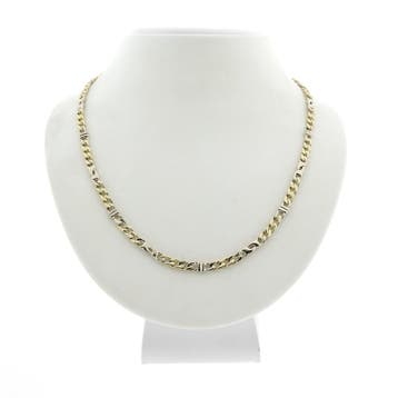 Bicolor gouden gourmetschakel ketting, Ophalen of Verzenden, Gebruikt, Overige kleuren, Goud