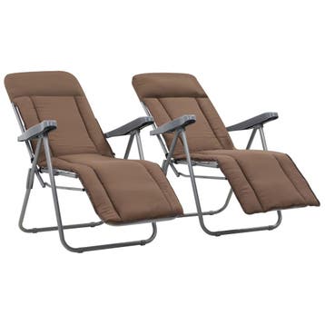 vidaXL Opklapbare stoelen met kussens, 2 stuks, bruin, Verzenden, Nieuw