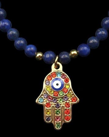 Lapis lazuli - Hanger Hand van Fatima - Beschermt tegen pech