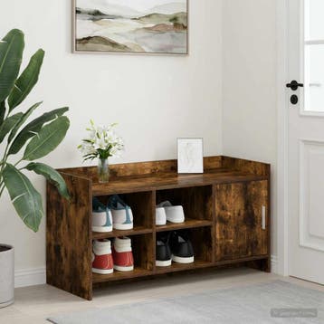 vidaXL Schoenenkast Gerookt eiken 100 x 39,5 x 51 cm Bewerkt, Verzenden, Nieuw