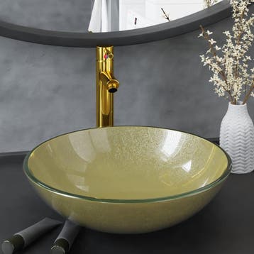 vidaXL Wastafel met kraan en pop-up afvoer gehard glas, Verzenden, Nieuw