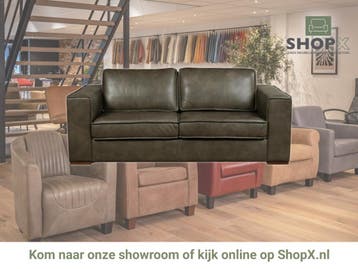 Leren bank Fine - 2,5 zits - Granada Ash (grijs/bruin) -, Nieuw, Ophalen of Verzenden, Rechte bank, Eigentijds, Klassiek, Modern
