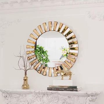Decoratieve Starburst Wandspiegel Rond voor Hal en Badkamer, Nieuw