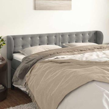 vidaXL Hoofdbord met randen 203x23x78/88 cm fluweel, Verzenden, Nieuw, Grijs, Stof