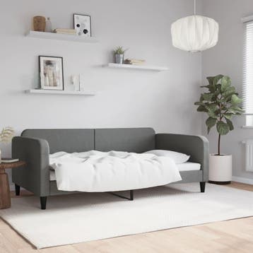 vidaXL Slaapbank 100x190 cm stof donkergrijs, 100 cm, Eenpersoons, Verzenden, Nieuw