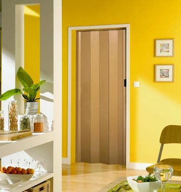 Luxe ruimtebesparend Grosfillex vouwdeur Una in kleur beuken, Kunststof, 80 tot 100 cm, Binnendeur, Nieuw