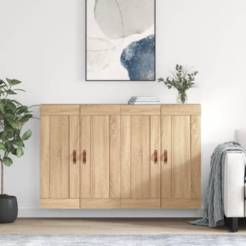 vidaXL Hangkasten 2 st bewerkt hout sonoma eikenkleurig, Verzenden, Nieuw, 50 tot 100 cm, Minder dan 100 cm
