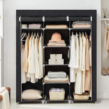 Hoppa! RYG12B Stoffen Kledingkast Zwart van €29 voor €19, Ophalen of Verzenden, Nieuw, Overige materialen, Met plank(en)