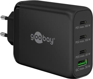 USB-C™ PD GaN Multiport Snellader (100 W)-Zwart, Ophalen of Verzenden, Nieuw