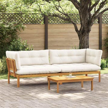 vidaXL Garden Pallet Sofa Units 2 Stuk Natuurlijk en Crème, Verzenden, Nieuw, 2 zitplaatsen