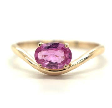 Ring - 14 karaat Geel goud - 0.74ct. tw. Saffier, Sieraden, Tassen en Uiterlijk, Ringen, Nieuw