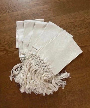 Handdoek (6) - 140 cm - 60 cm - Fiandra van linnen macramé, Antiek en Kunst