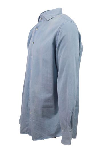 Profuomo Overhemd in maat 43 Blauw, Verzenden, Zo goed als nieuw, Blauw, Profuomo