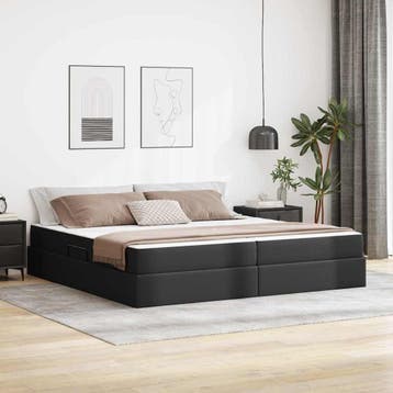 vidaXL Opslag bed met matras met opslag 2 st Zwart Leer, Verzenden, Nieuw, Zwart
