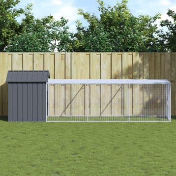 vidaXL Kippenhok met ren 117x405x123 cm gegalvaniseerd staal, Verzenden, Nieuw