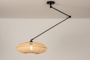 Rietveld Hanglampen - Bruin, Naturel - Metaal, Rotan, Verzenden, Nieuw