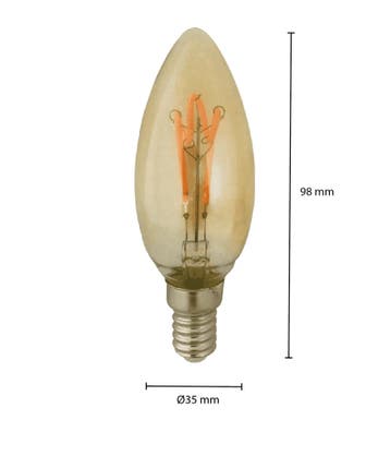 LED FILAMENT E14 KAARS AMBER 1.6W, Huis en Inrichting, Ophalen of Verzenden, Nieuw