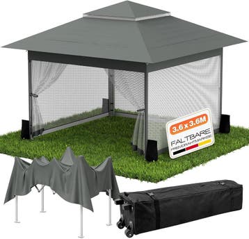 Partytent - Paviljoen - 3,6x3,6 m - Easy Up - Grijs - Huraca, Verzenden, Zo goed als nieuw