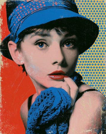 LOLART - Audrey Red & Blue — Fine Art Print 1/1 Signé —