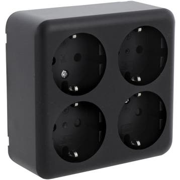Q-LINK - Wandcontactdoos - Opbouw - 4-voudig Stopcontact -, Kunststof, Overige typen, Nieuw, Ophalen of Verzenden