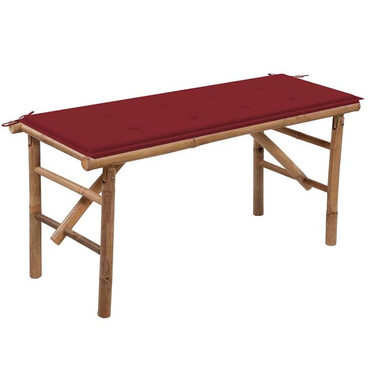 vidaXL Tuinbank inklapbaar met kussen 118 cm bamboe, Tuin en Terras, Tuinbanken, Nieuw, Hout, Verzenden