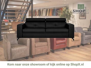 Leren bank Nova - 3 zits - Toledo Nero (zwart) - poten, Bohemian, Modern, Scandinavisch, Nieuw, Ophalen of Verzenden, Rechte bank