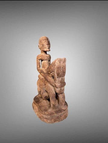 Oude houten ruiter, Dogon-beeld (32 cm) - Kavalier Dogon -, Antiek en Kunst
