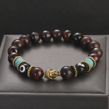 Handgemaakte Buddha & Evil Eye Armband met Turkoois Blauwe S, Verzenden, Nieuw