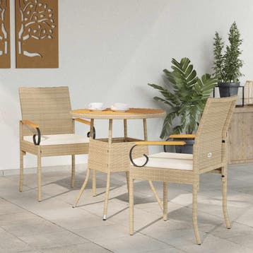 vidaXL Tuinstoelen 2 st Beige en Crème Wit Poly rattan en, Verzenden, Nieuw, Rotan
