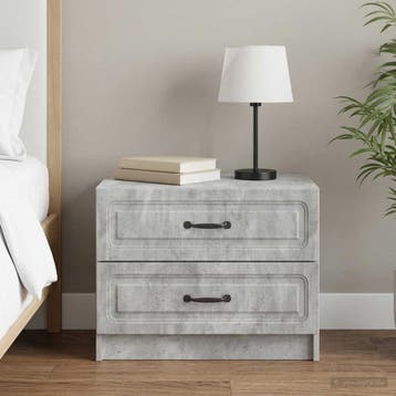 vidaXL Nachtkastje Betongrijs 62 x 34,5 x 44,5 cm Bewerkt, Minder dan 45 cm, Verzenden, Nieuw, Minder dan 55 cm