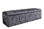 Chesterfield Slaapbank EXTRAVAGANCIA 140cm Grijs Fluweel met, Ophalen of Verzenden, Nieuw