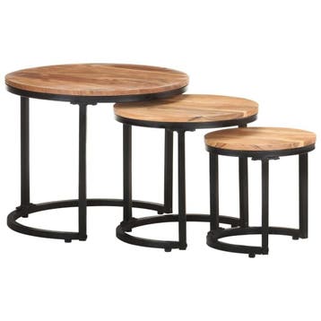 Houten bijzettafel 3st | Industrieel | 41% Korting, Huis en Inrichting, Tafels | Bijzettafels, Minder dan 45 cm, Minder dan 55 cm