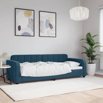vidaXL Slaapbank 80x200 cm fluweel blauw, Eenpersoons, Nieuw, 80 cm, 200 cm