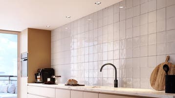 Wandtegel Revoir Balance Handvorm Blanco Wit Glans 13x13, Nieuw, Minder dan 20 cm, 10 m² of meer, Wandtegels