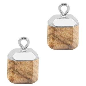 1 x Natuursteen hangers square Porcini brown-silver pictu..., Ophalen of Verzenden, Nieuw, Bedel