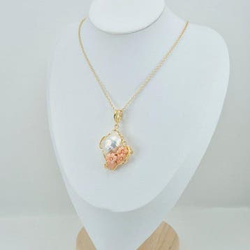 Koraal - Zilver - Ketting met hanger - Roze koraal en parel, Sieraden, Tassen en Uiterlijk