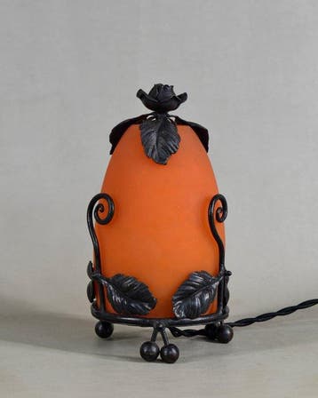 Daum - French art deco night lamp - Lamp - smeedijzer, Glas