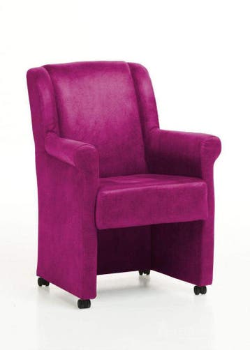 Eetkamerstoel Mandy met wielen - eetkamerstoelen - Roze, Nieuw, Stof