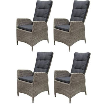 Menorca dining tuinstoel verstelbaar grijs wicker set van 4, Ophalen of Verzenden, Nieuw, Wicker