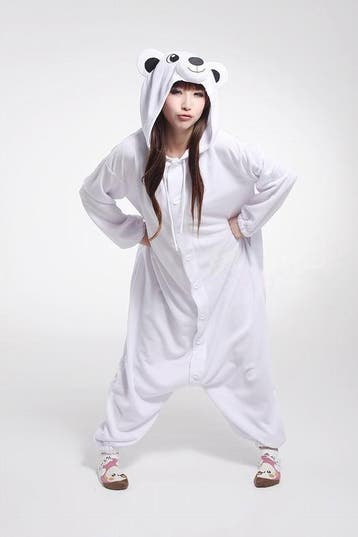 KIMU® Onesie IJsbeer Pak 140-146-152 IJsberenpak Kostuum Wit, Ophalen of Verzenden, Nieuw, 146 t/m 152