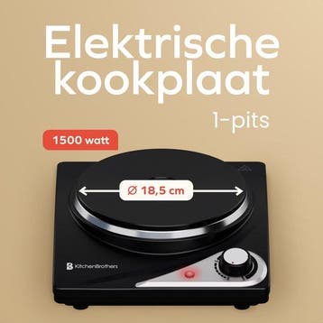 2dekans | KitchenBrothers Elektrische Kookplaat - 1 Pits -, Ophalen of Verzenden, Zo goed als nieuw