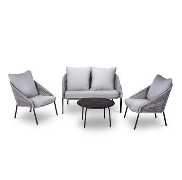 Loungeset Natal Grijs 4-delig | Aluminium met touw, Ophalen of Verzenden, Nieuw, 4 zitplaatsen