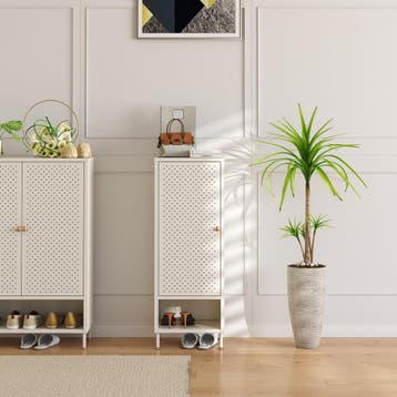 Schoenenkast Coleraine met open vak 115x43x35 cm cremewit [e, Huis en Inrichting, Kasten | Schoenenkasten, Verzenden, Nieuw