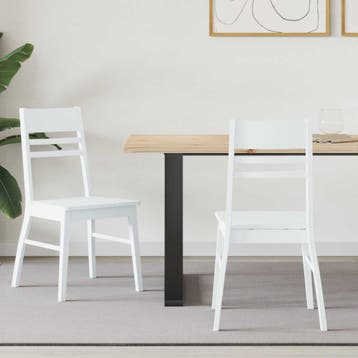 vidaXL Eettafelstoelen 2 st Massief Rubberhout Wit 43 x 54 x, Verzenden, Nieuw, Wit